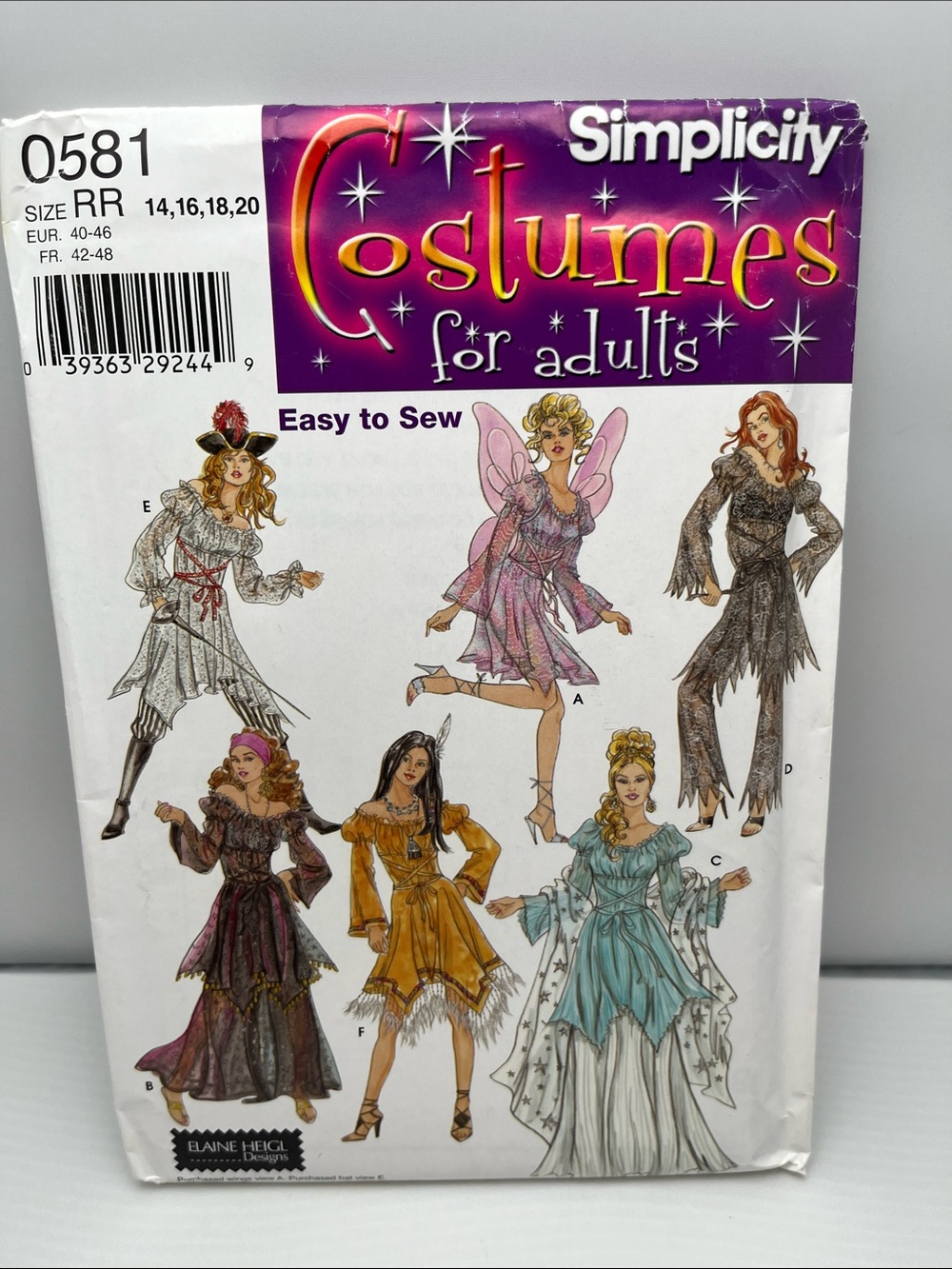 Simplicity Kids Costume Pattern - Purple, Pink, Gold, Teal, Brown, Cream